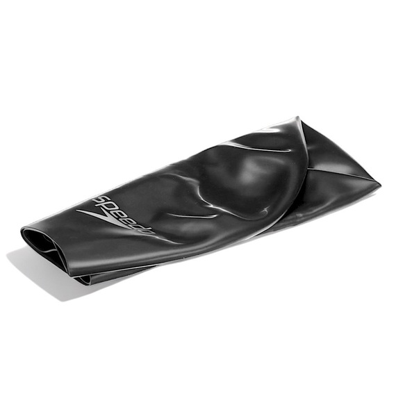 SPEEDO SILICONE Swim Cap for LONG Thick Hair SWIM CAP Black Goth NO LATEX NWT - Picture 7 of 11